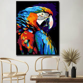 Macaw bird painting by numbers - with brushes and paints